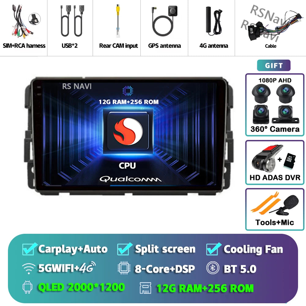 Android 16 Carplay Car Radio For Chevrolet Silverado Impala GMC Yukon Acadia Sierra Navigation GPS Multimedia Player stereo wifi