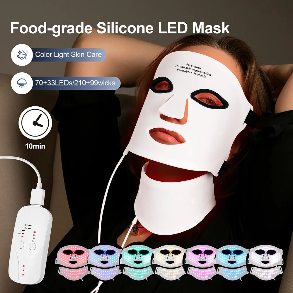 Silicone LED Face & Neck Mask – 7-Color Photon Light Therapy