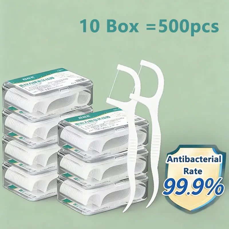 1/2/5/10 Box Portable Disposable Dental Floss Plastic Toothpick High-tension Dental Floss Stick Dental Floss Box ﻿Oral Care