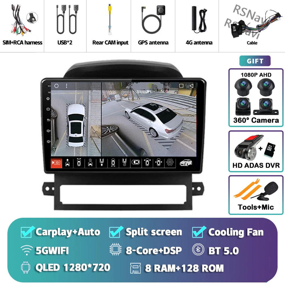 Android 16 Carplay Auto Multimedia Car Radio For Chevrolet Captiva 2008 2009 - 2012 Head Unit Autoradio Stereo Snapdragon Player