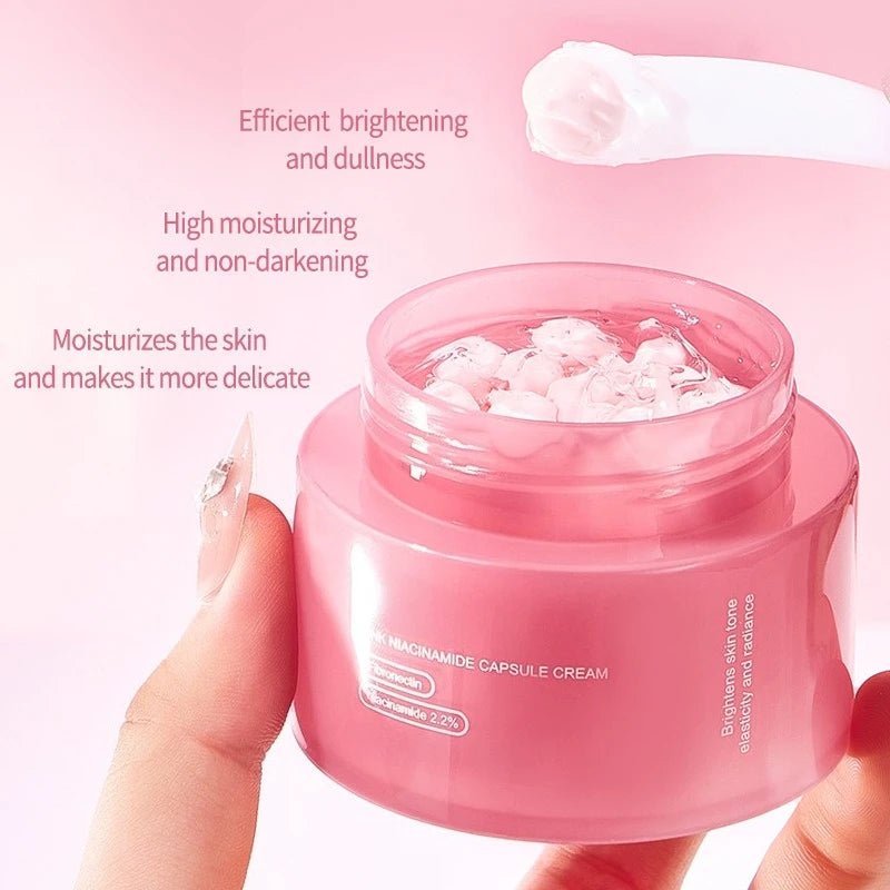 Korean Pink Collagen PDRN Capsule Cream – Niacinamide Face Moisturizer for Even Skin Tone | Lightweight Non-Greasy