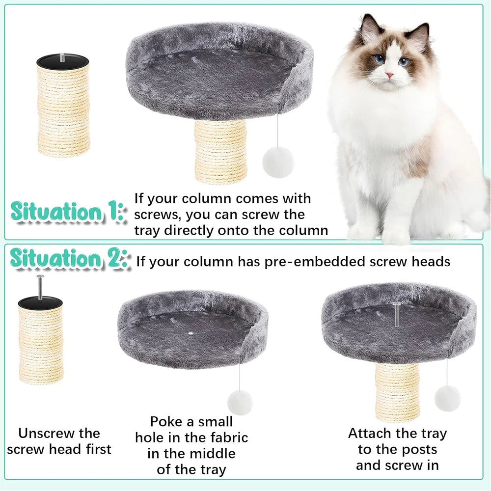 35cm Soft Plush Cat Tree Replacement Platform, Universal Cat Tree Accessories with Hanging and Installation Tools