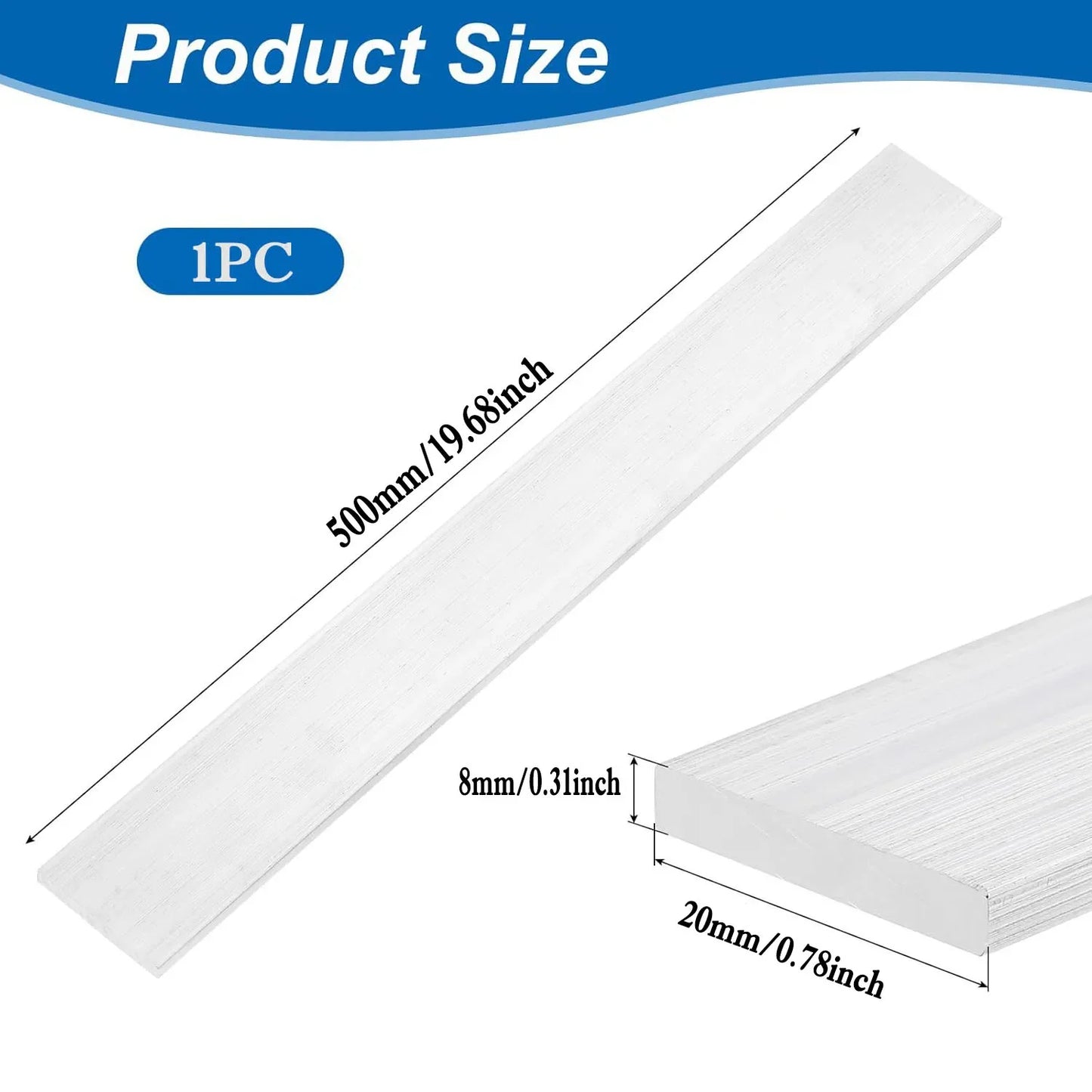1-5pcs 6061 Aluminum Flat Bar Stock 500mm, High Strength Rectangular Bar for Metalworking, Industrial & Craft Use