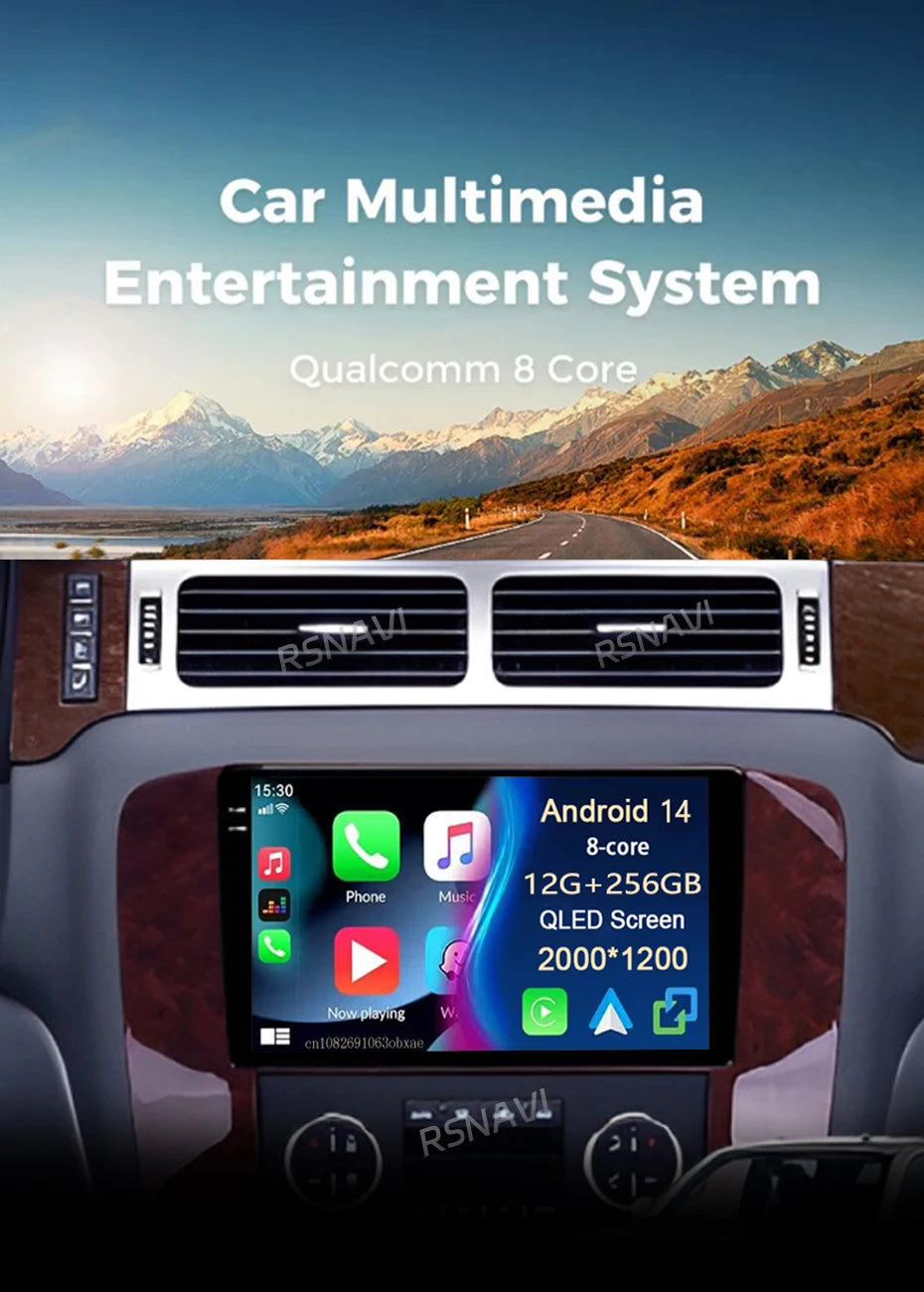 Android 16 Car Radio For GMC Yukon Chevrolet Tahoe Suburban 2008-2012 Carplay Multimedia Video Player Navigation Stereo Wifi+4G
