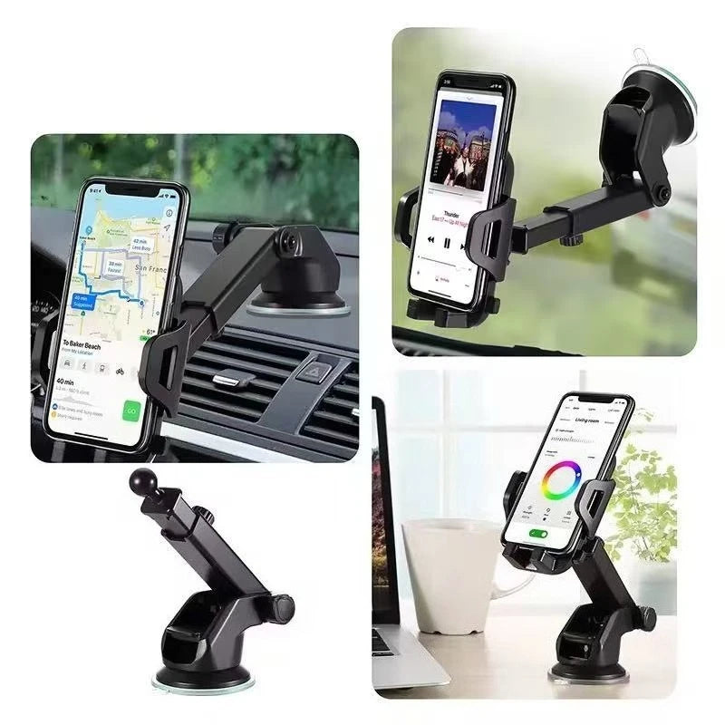 Suction Cup Car Phone Holder Mount - Dashboard Bracket Stand Compatible with iPhone, Samsung, Xiaomi and Huawei