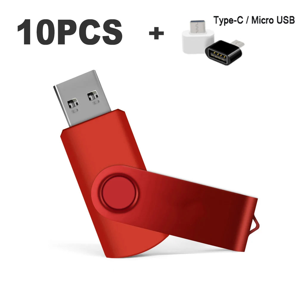 Color USB 2.0 Flash Drive 10-Pack — Bulk Mini Memory Sticks 4GB to 128GB