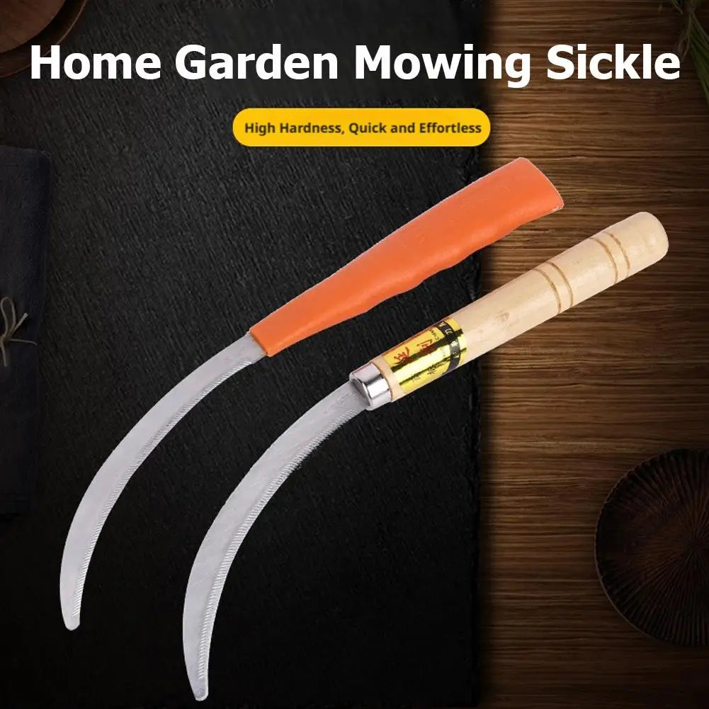 Weeding Sickle With Wooden Handle Stainless Steel Sickle Scythe Farming Tool Kit With Teeth For Weed Removal Lawn Patio Terrace