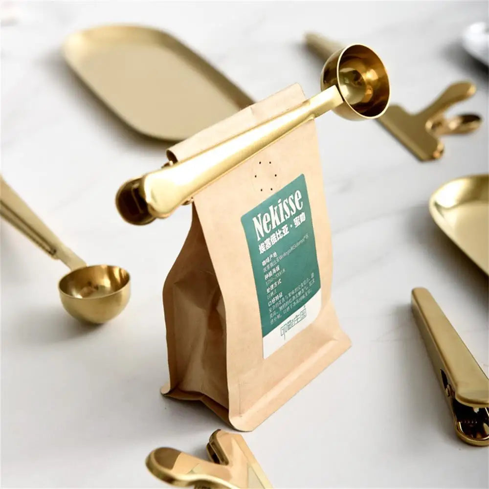 2-in-1 Stainless Coffee Scoop with Bag Clip - Powder Measuring Spoon