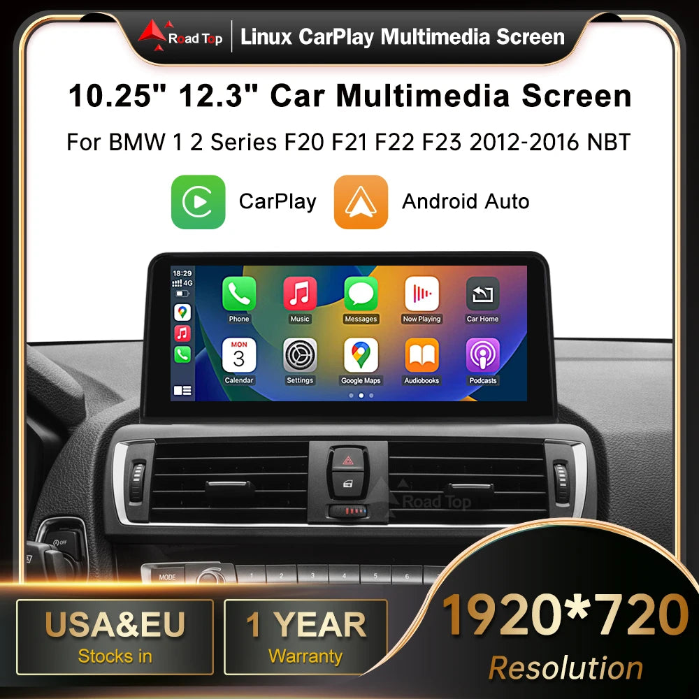 12.3" Wireless CarPlay & Android Auto Display Screen, Compatible with BMW 1 2 Series F20 F21 F22 F23 F45 (NBT)