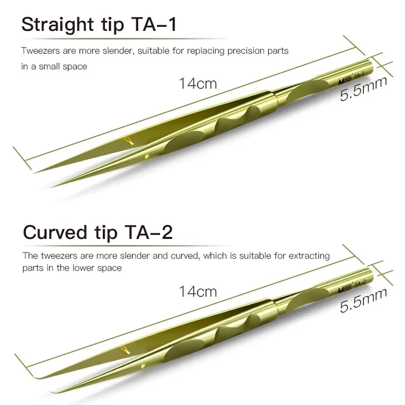 MaAnt TA-1 TA-2 High-Precision Titanium Alloy Tweezers Stainless Steel Phone Mainboard Copper Wire Repair Non-Magnetic Forceps