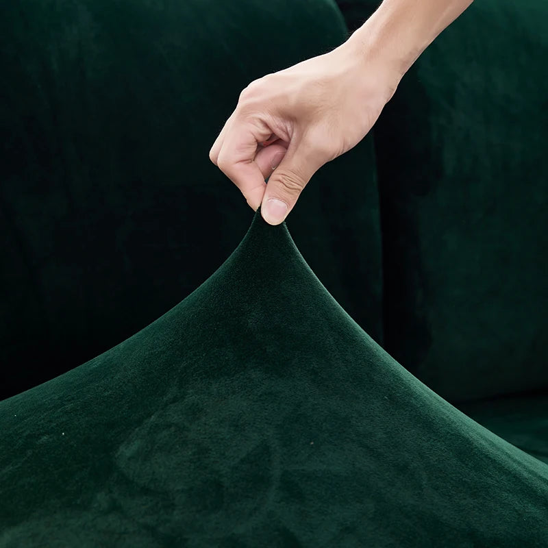 Velvet Sofa Covers for Living Room Elastic Plush Sofa Seat Cushion Cover Soft Couch Slipcover Furniture Protector for Home