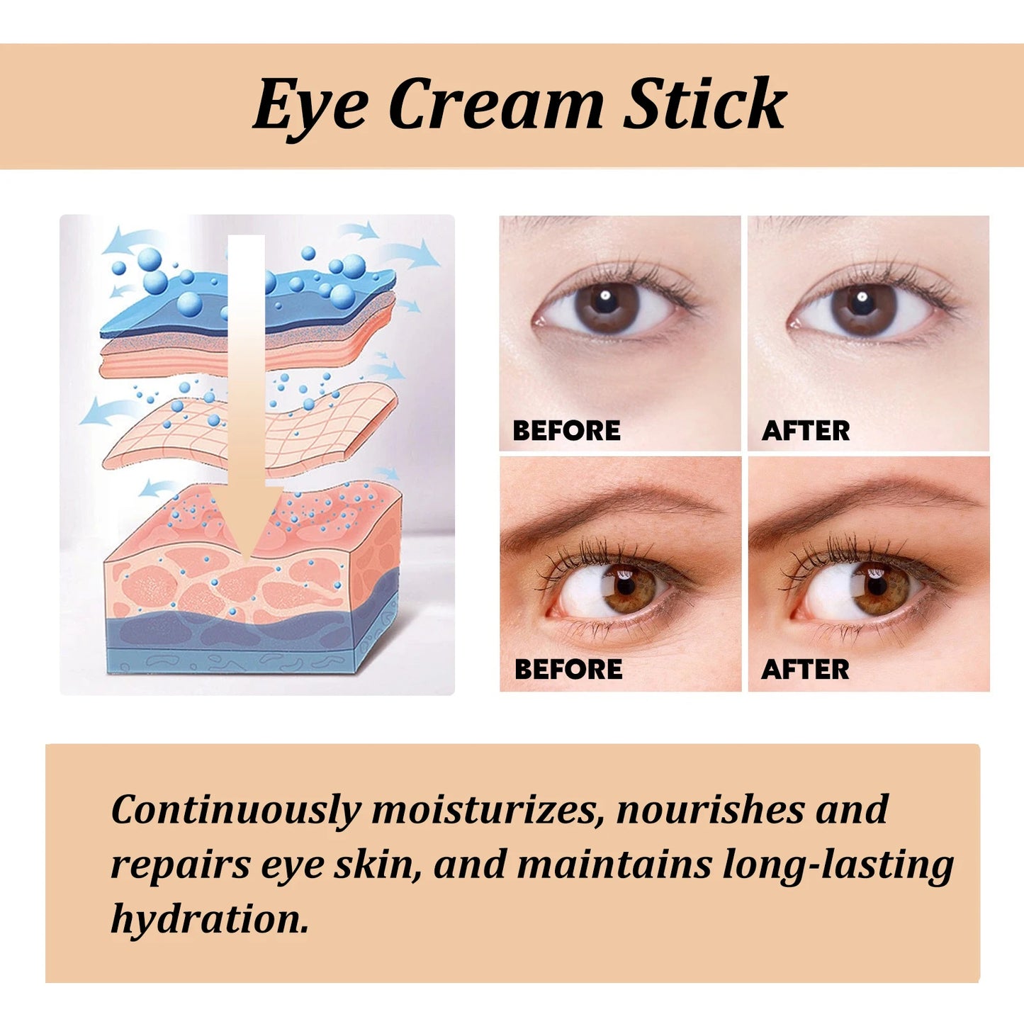 Hoygi Snail Essence & Collagen Eye Cream Stick 3g – Anti Dark Circles, Fine Lines, Puffiness & Eye Bags | Retinol & Niacinamide | CPNP Certified