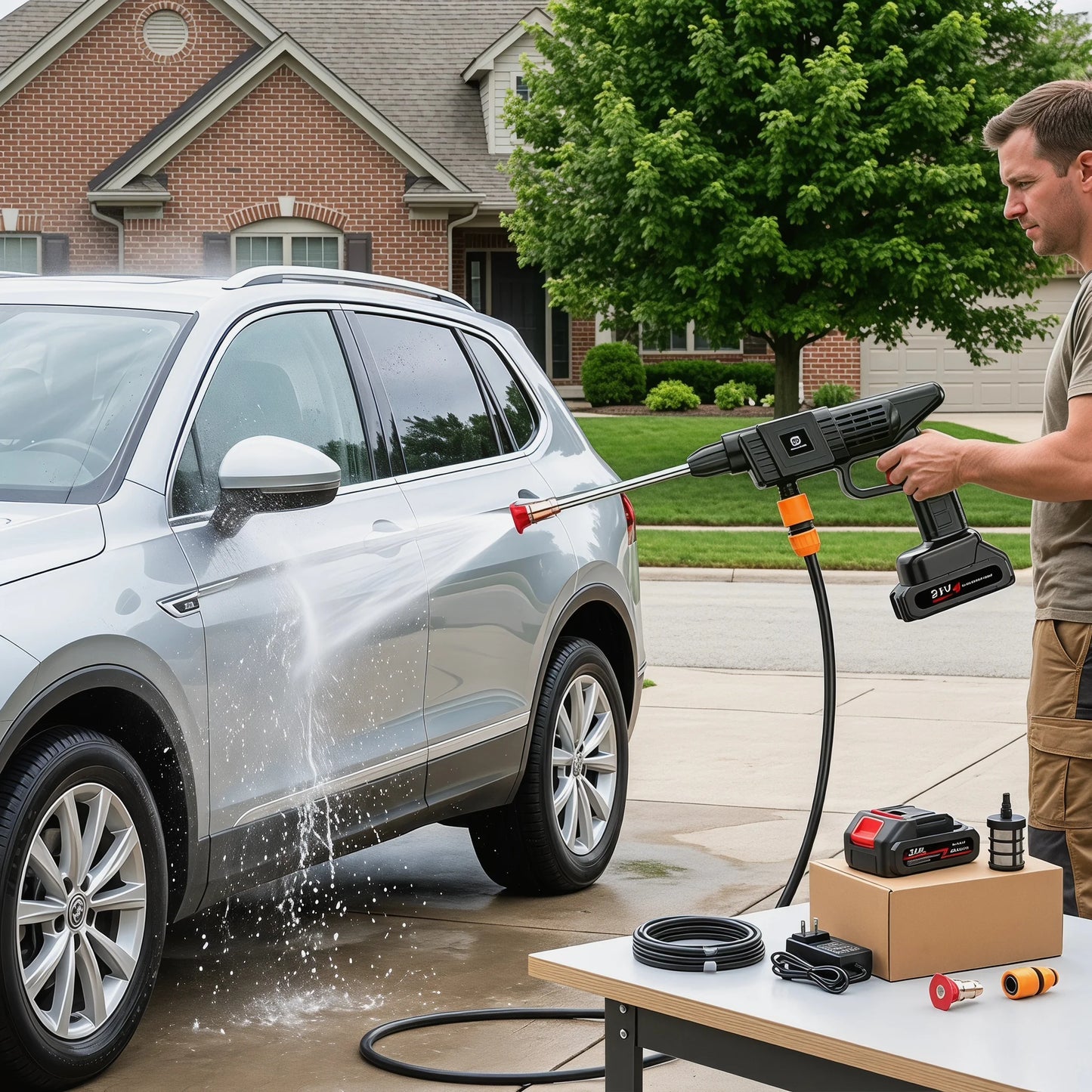 21V Cordless Pressure Washer — 30Bar Portable Car Wash Gun
