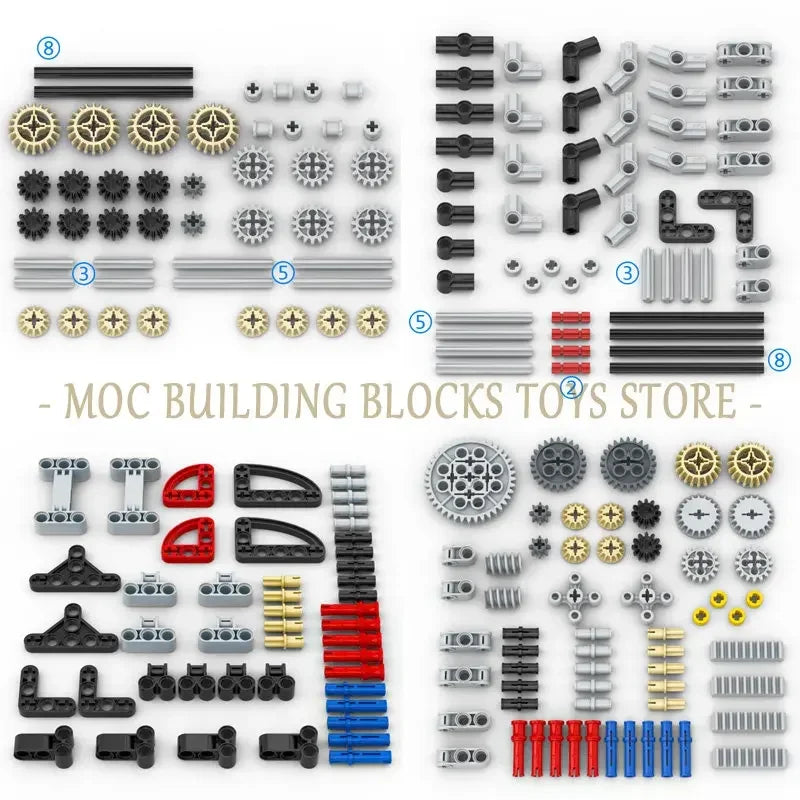 High-Tech Technical Parts Pin Beam Liftarm Axle Connector Panel Gear Car Motorcycle Building Blocks Bricks Technology Set Toys