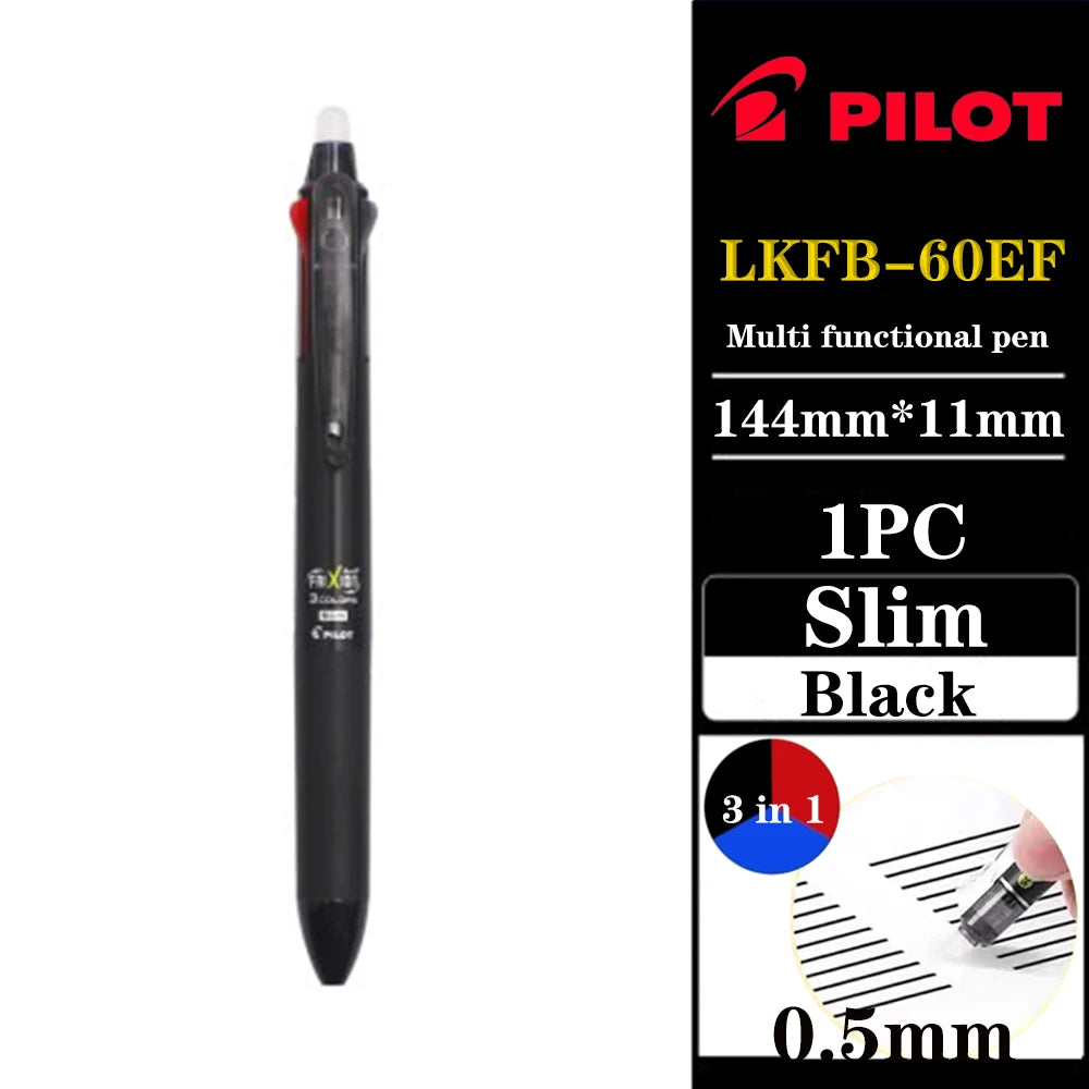 Japan Pilot Frixion Pen 3 in 1 Erasable Gel Pen 3 Colors 0.5mm /0.38mm LKFB-60EF Slim Pen Holder Back To School Stationery