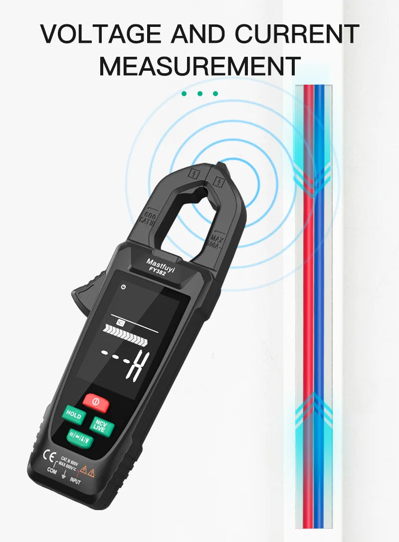 MASTFUYI Automatic Large-Screen Digital Clamp Meter Handheld Ammeter Clamp Multimeter 10000 Counts True RMS with NCV Detection
