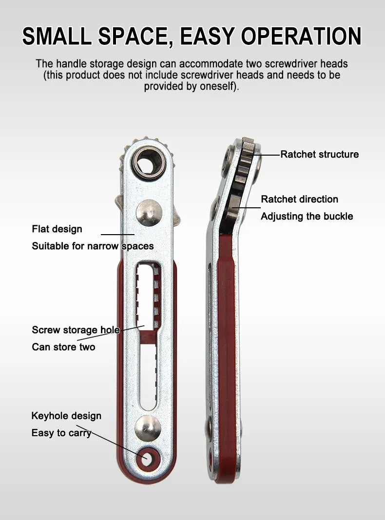Multifunctional Bidirectional Forward and Reverse Ratchet Screwdriver Elbow Flat Head Wrench Cross Screwdriver Slotted Tool