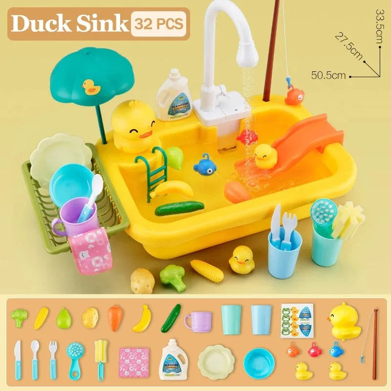 Kids Play Kitchen Sink Toy with Running Water and Fishing Game - photo 5