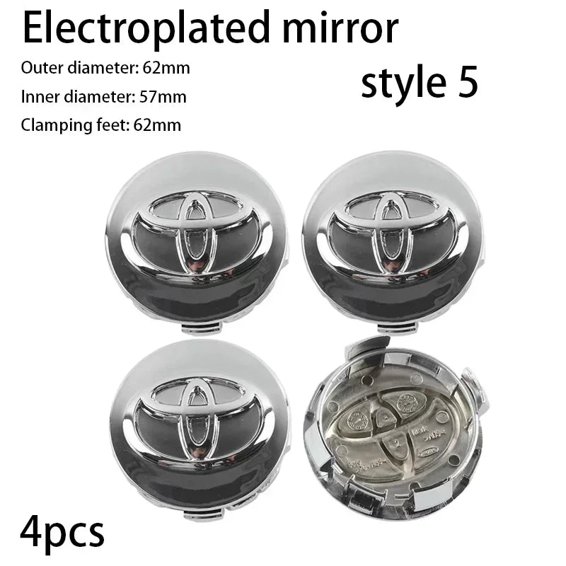 4pcs 62mm Car Styling Wheel Hub Center Caps Rim Cover Badge For Toyota Corolla Yaris CHR Rav4 Highlander Avalvn Camry accessory