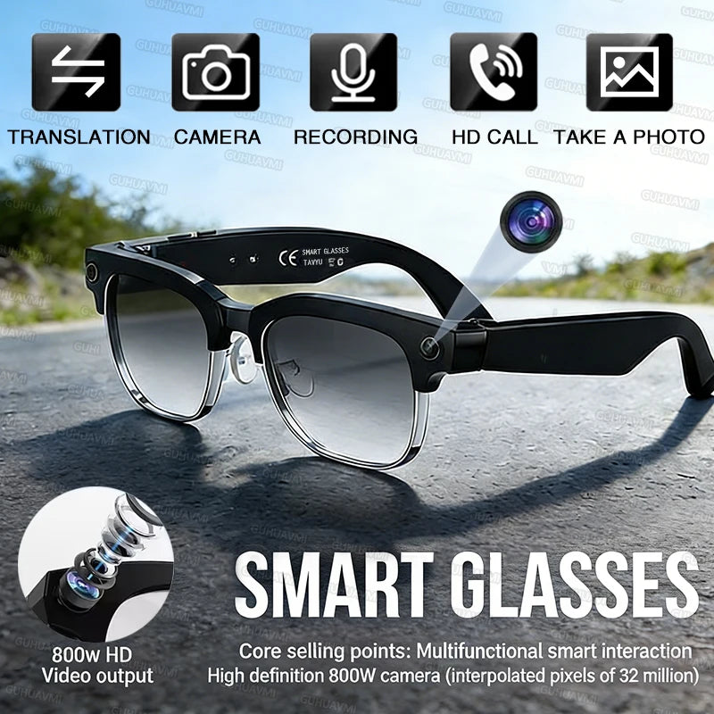 GUHUAVMI W630 AI Smart Glasses – 800MP Dual Camera, 4K Video, BT 5.3, AI ChatGPT, Voice Translation & Blue Light Blocking