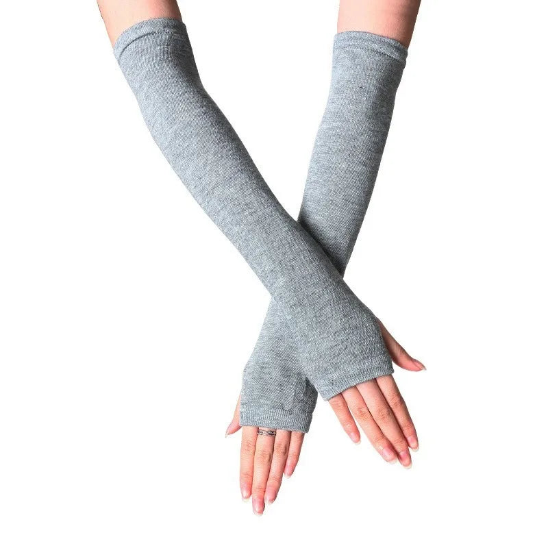 Unisex Long Crochet Arm Warmers - Stretchy Fingerless Gloves - photo 9