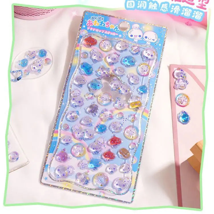 Original Cartoon Water Drop 3D Relief Stickers Cute Refrigerator Sticker Girl's Handbooks Decoration Creativity Reward Toy Gift