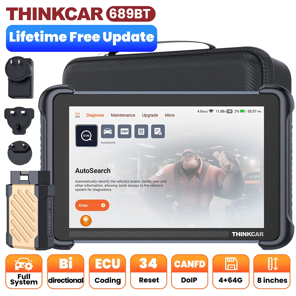 THINKCAR THINKSCAN 689BT CANFD DOIP OBD2 Diagnostic Tool 34 Reset Car Scanner Full System ECU Coding Bi-Directional Control Scan