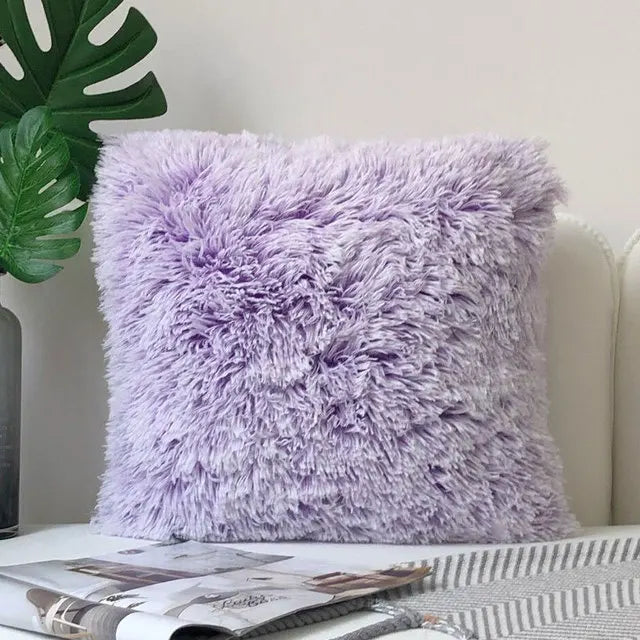 Soft Fur Cushion Cover 43x43cm - Plush White Decorative Pillow Case - photo 14