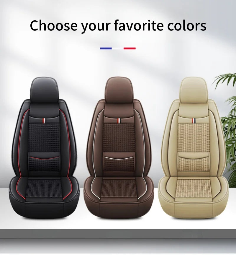 7-Seater Ice Silk & PU Leather Car Seat Cover Set for MPV