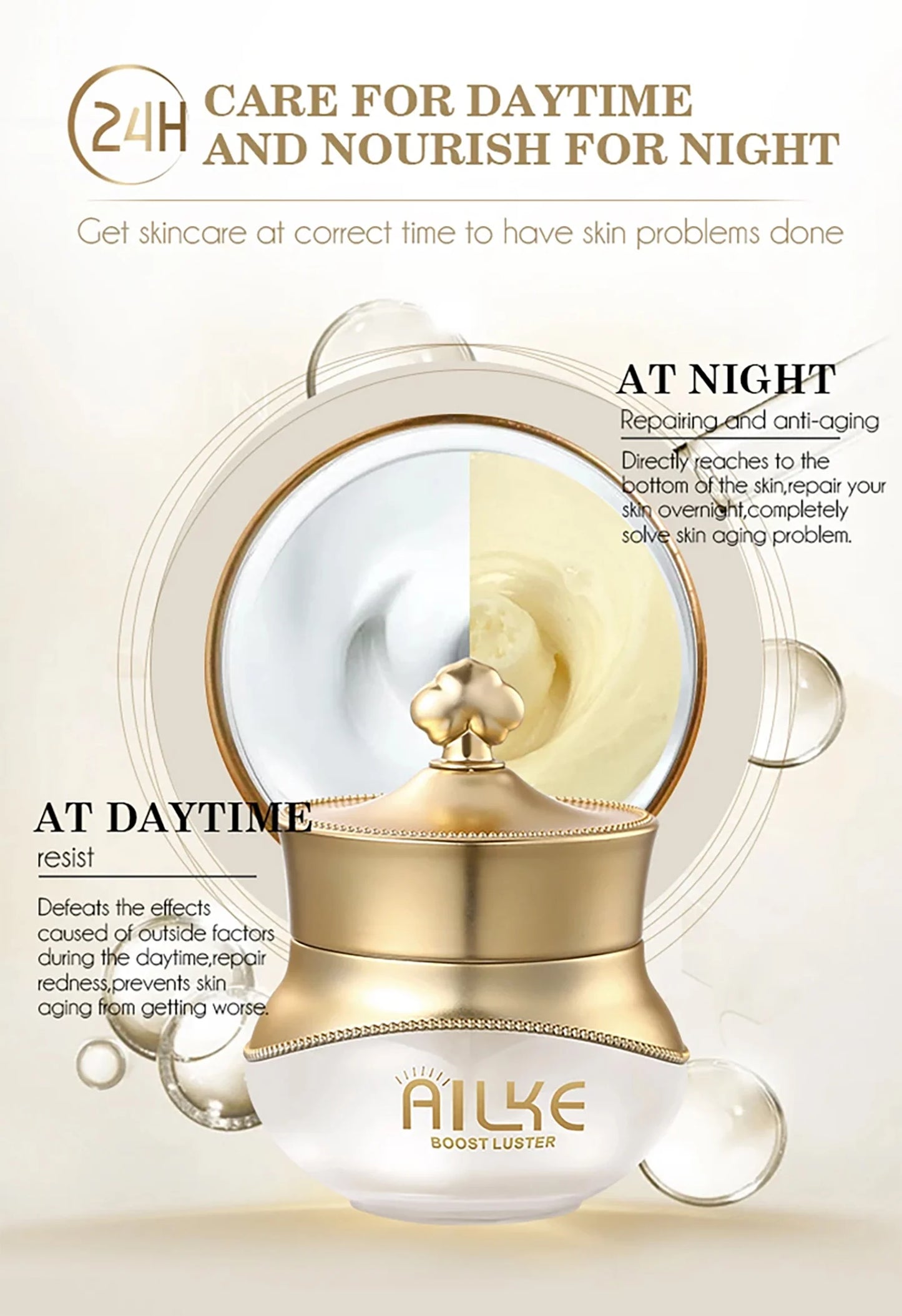 AILKE Whitening Anti-wrinkle Freckle Face Cream With Collagen Hyaluronic Acid Rose Skin Care Women Korean Facial Moisturizer Set