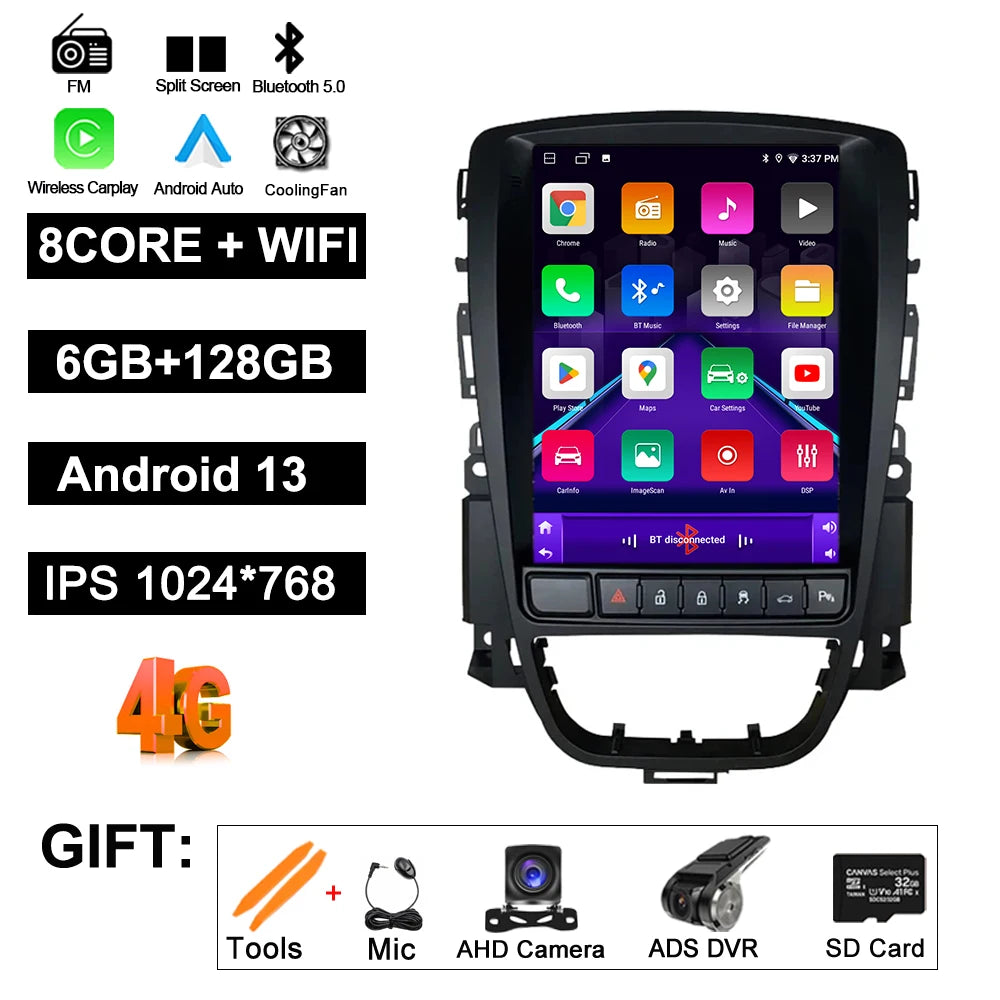 9.7" Car Stereo with Apple CarPlay & Android Auto, Compatible with Opel Astra J, Vauxhall & Buick Verano