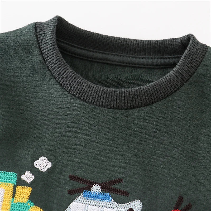Jumping Meters 2-7T Aircrafts New Autumn Spring Baby Sweatshirts Long Sleeve Children's Clothing Animals Kids Sport Shirts
