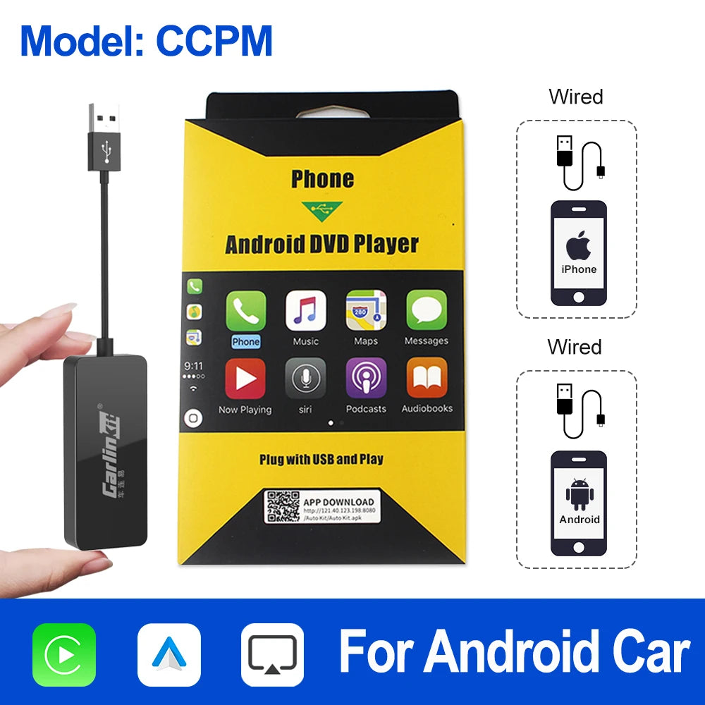 CarlinKit Wired & Wireless CarPlay Adapter — USB Android Auto Dongle with MirrorLink Support