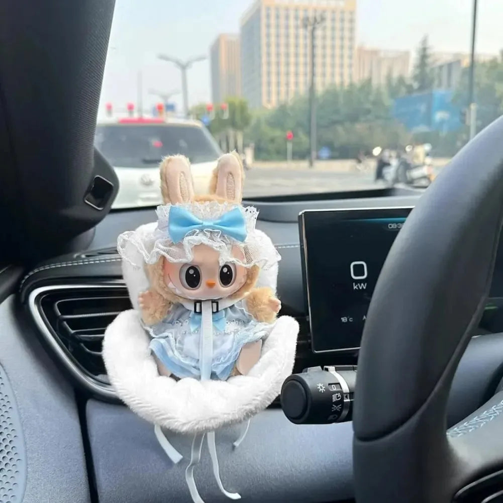 Mini Plush Doll Safety Seat Soft Car Ventilation Safety Chair for Labubu The Monsters Doll Accessories Car Interior Decorations