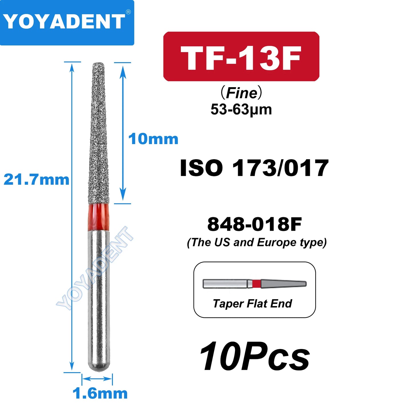 FG Fine Dental Burs Diamond Burs High Speed Turbines Drills Dental Lab Polishing Tools TR/TC/TF/FO/BR/SR/Type 1.6mm 10pcs/Pack