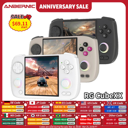 Anbernic RG CubeXX Handheld Game Console 3.95" IPS 720*720 Screen Linux WIFI Bluetooth HD-Connection Retro Video Gaming Console