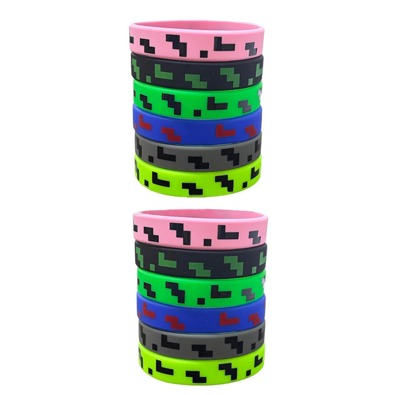 Pixel Theme Party Favors Pixelated Sunglasses Silicone Bracelets Birthday Decoration Party Supplies Gift