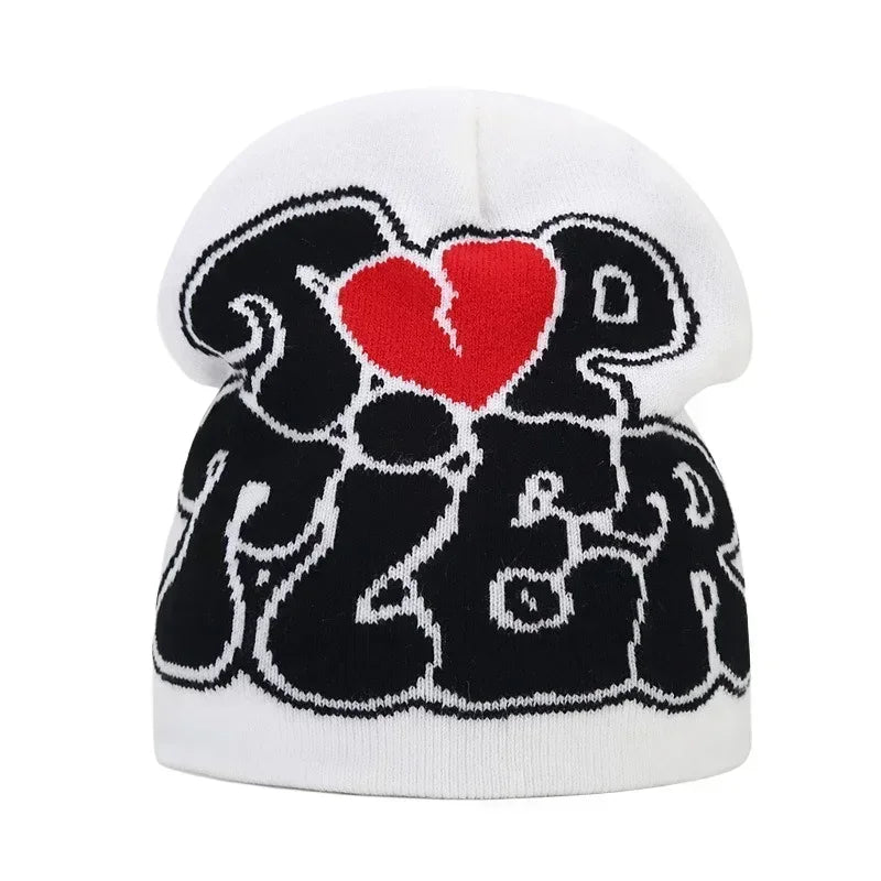Y2K Letter Knit Beanie, Warm Ski Hat