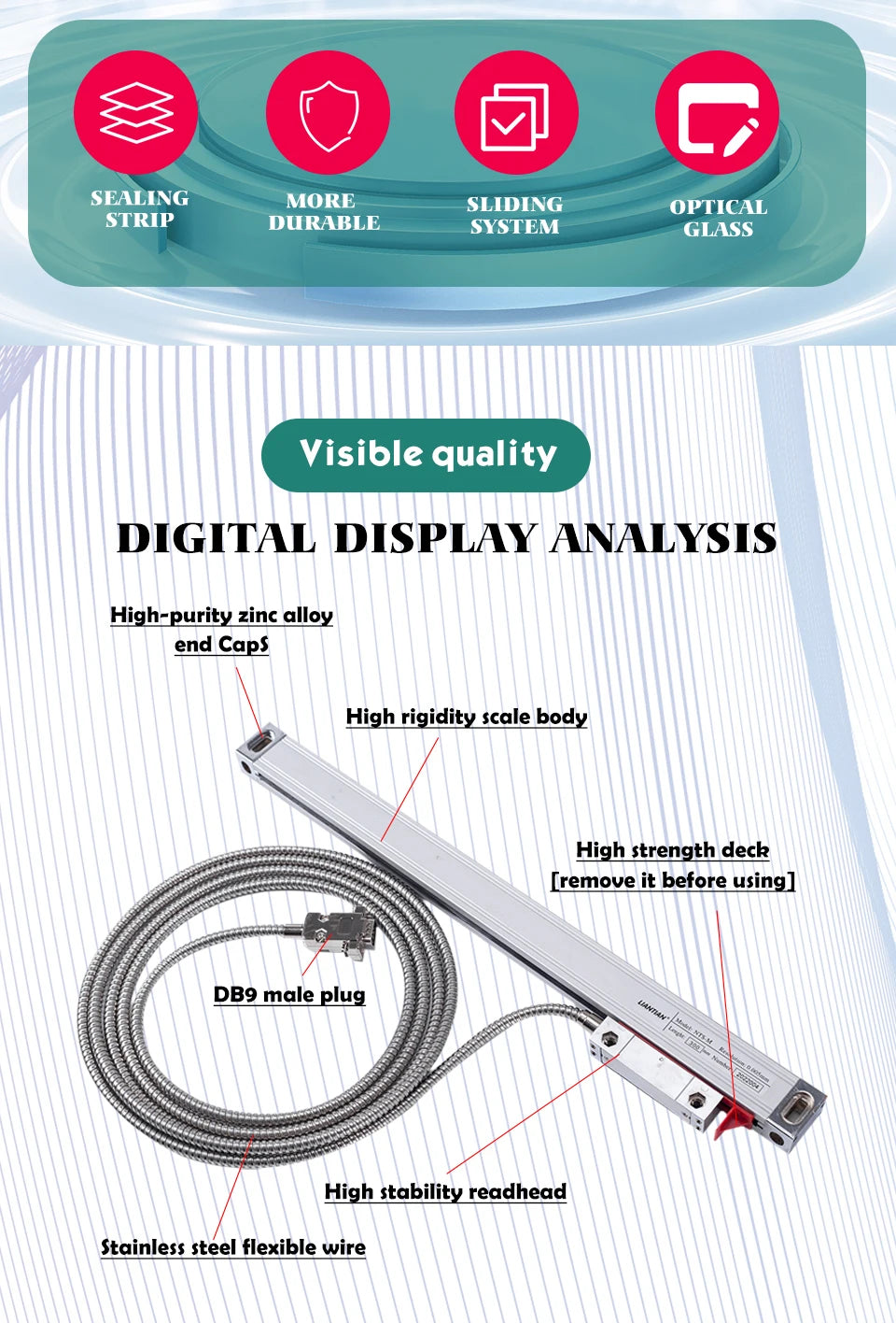 LCD DRO  Display YH800-2 2 Axis  19 language AC90-260V Displacement sensor  50-1000mm Linear Scale Encoder Grating Ruler