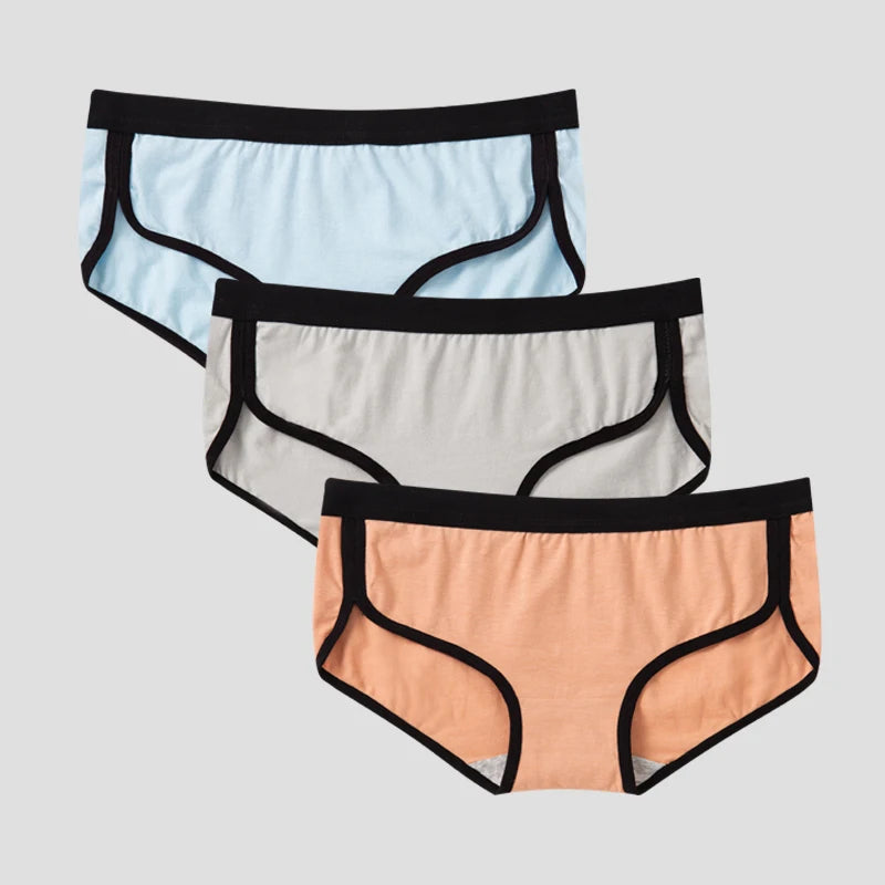 BANNIROU 3-Pack Cotton Briefs – Breathable Low-Rise Panties