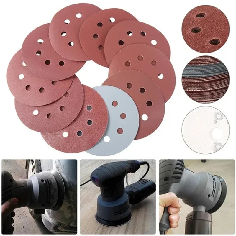 8Hole 125mm Sandpaper Woodworking Metal Grinding Disc Abrasive Polishing Tool 40/1000/2026 Grit Sanding Discs Dremel Accessories