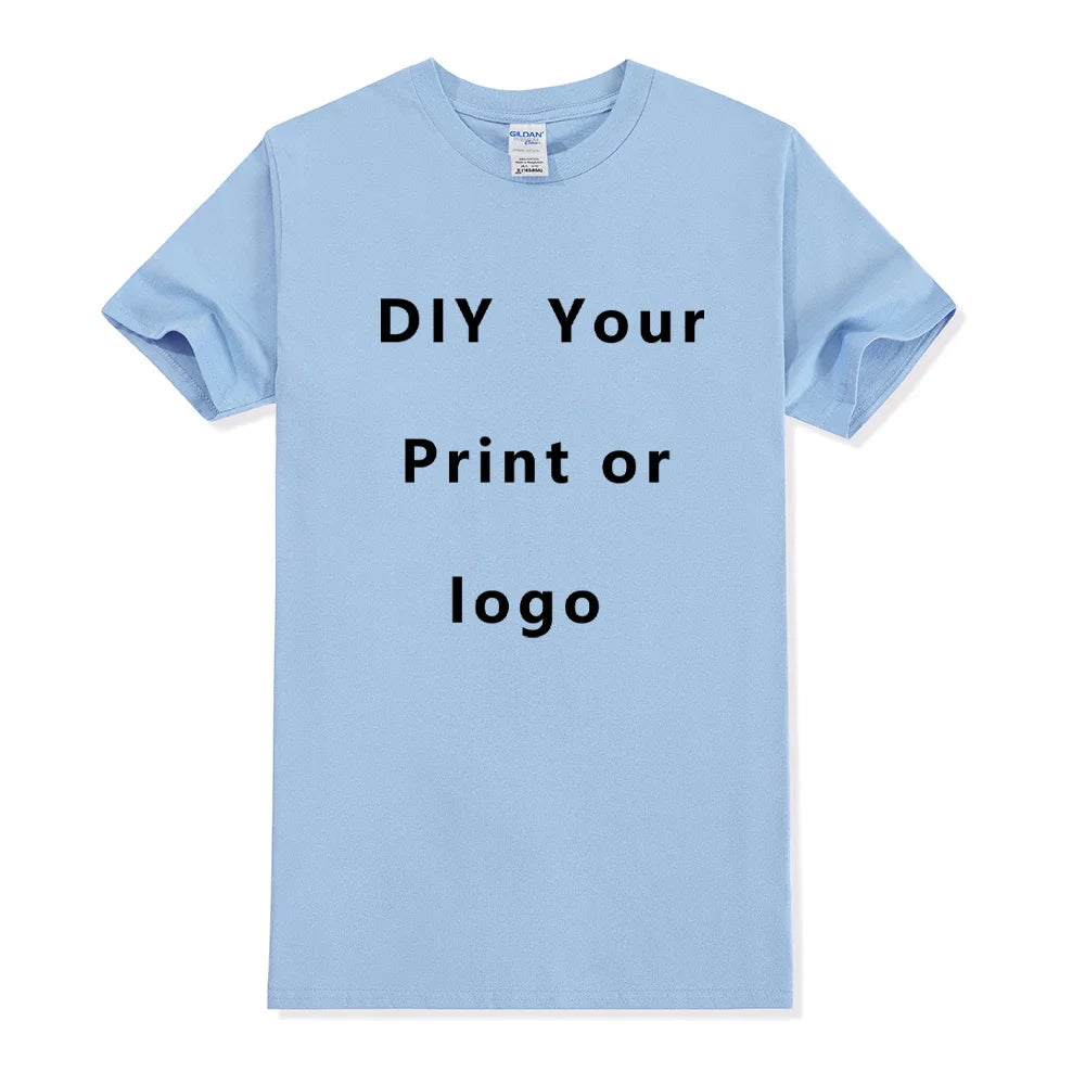 EU size 100% pure cotton custom T-shirt front and back team school uniform store logo text photo for men's personalized high-end