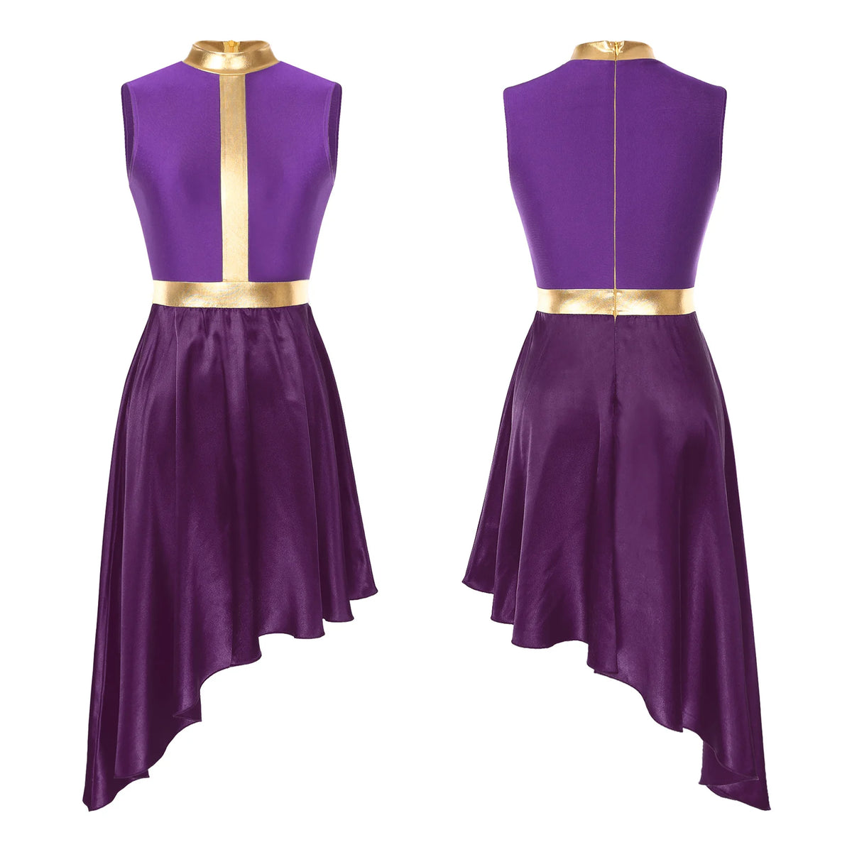 Women Modern Lyrical Dance Dress Liturgical Worship Church Choir Costume Sleeveless Asymmetrical Hem Dresses Ballroom Dancewear