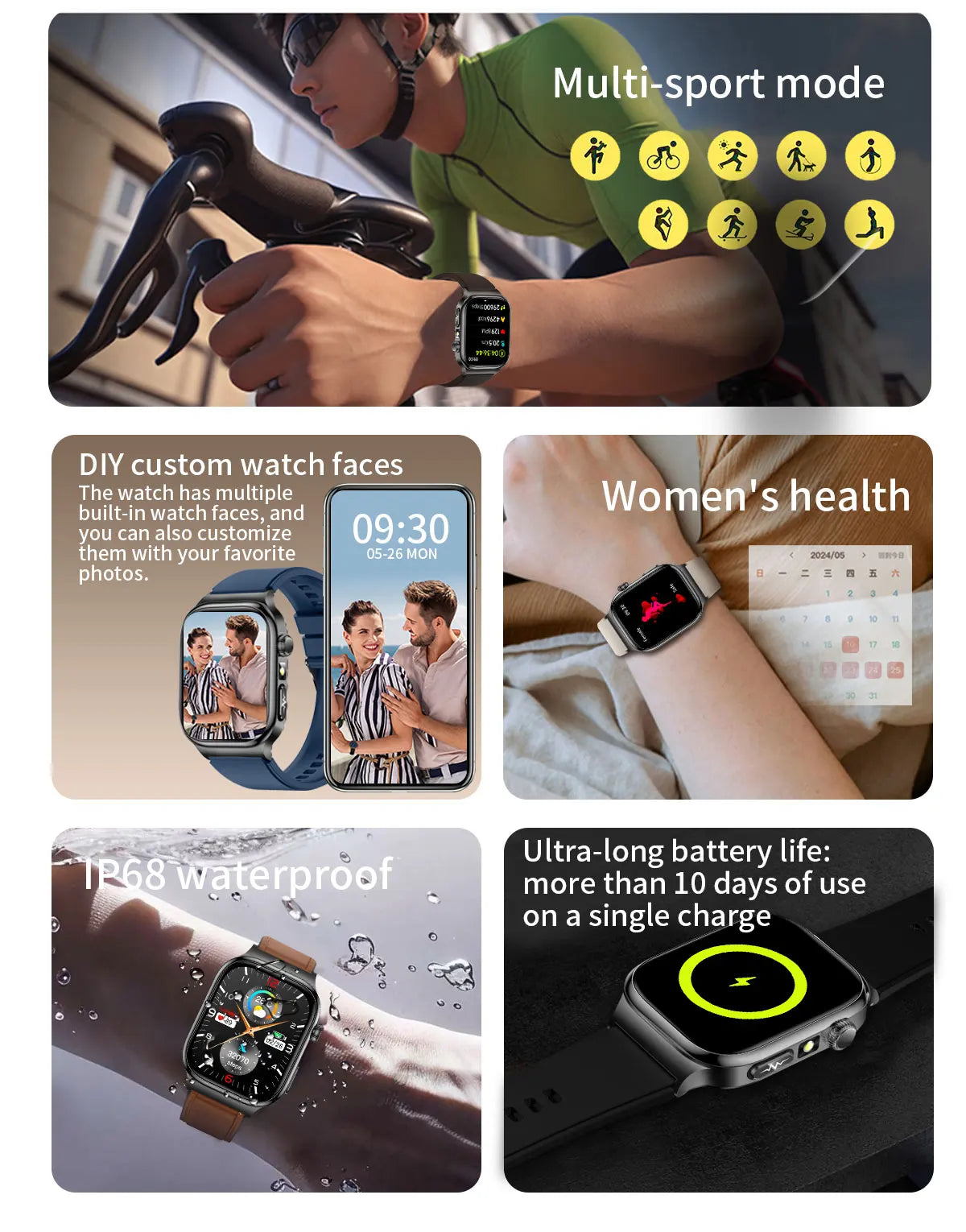 GUHUAVMI 2026 AI Health Smartwatch – ECG+HRV, Blood Pressure, Uric Acid & Blood Lipid Monitor | 2.04" AMOLED Sapphire | Bluetooth Calling | Men & Women