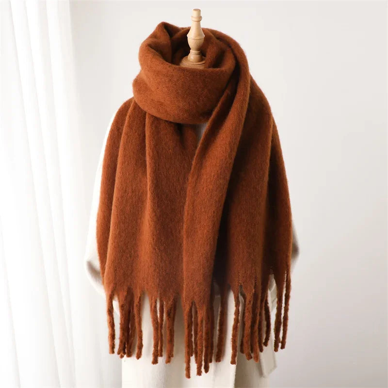 Women's Solid Tassel Blanket Shawl - Long Cashmere-Feel Poncho Wrap - photo 12