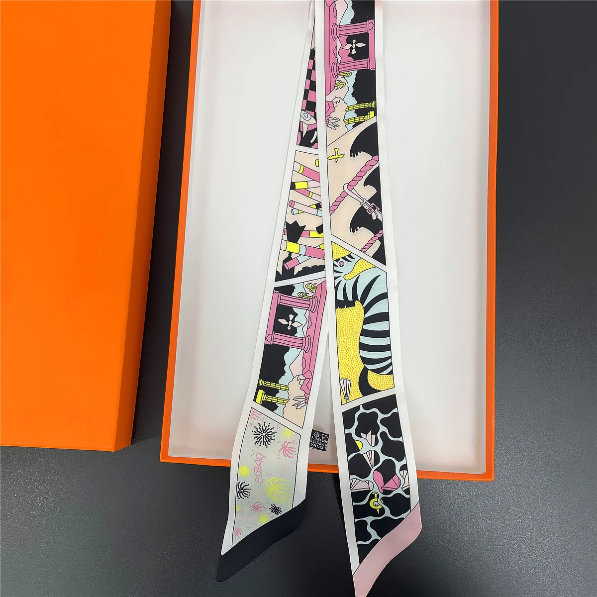Women's Long Skinny Ribbon Scarf - Printed Hair Tie & Bag Band - photo 6
