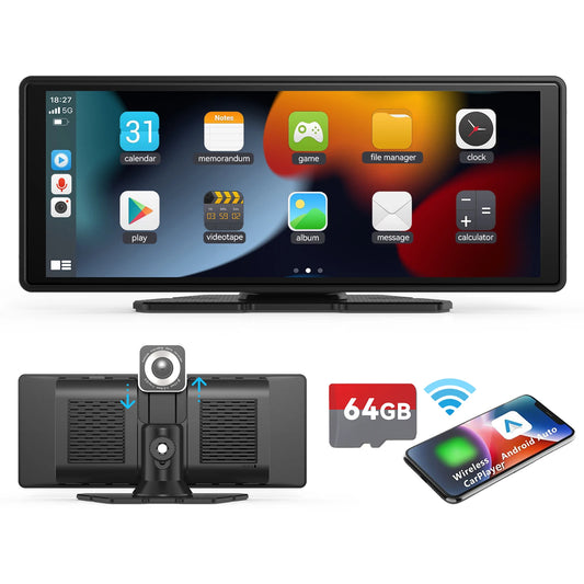 10.26" Portable Car Stereo with Apple CarPlay & Android Auto