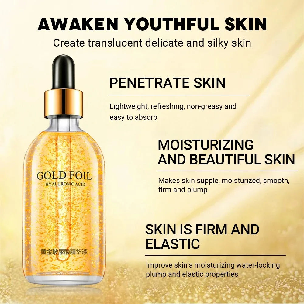 24K Gold Hyaluronic Acid & Collagen Anti-Aging Face Serum 100ml – Lifting, Firming, Whitening & Skin Care for Women