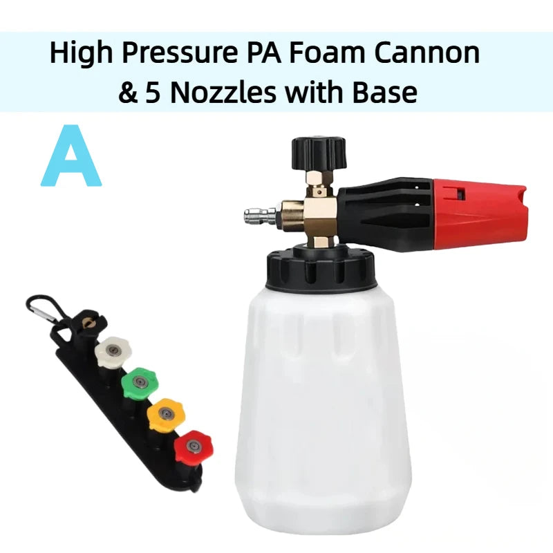 High Pressure PA Foam Cannon Adjustable Foam Sprayer Snow Foam Gun Car Washing Accessories Cleaning Kit for Pressure Washers
