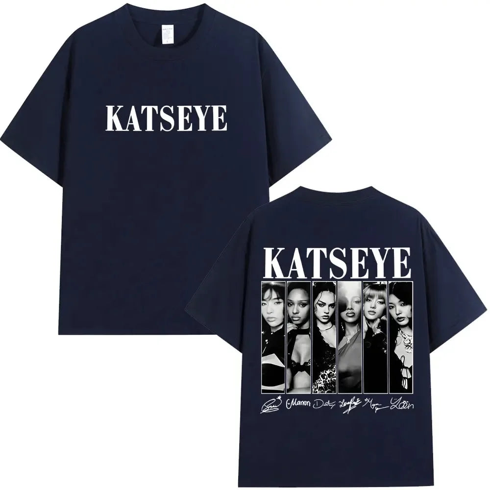 Vintage Korean Style Katseye Graphic T Shirts Kpop Fashion Men Women Popular T-shirt Streetwear Fashion Statement Shirt harajuku